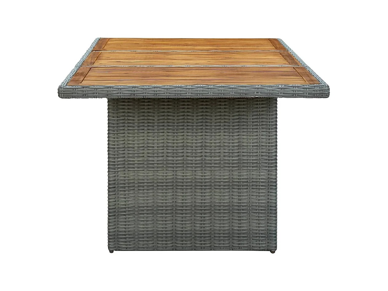 Table de jardin Gris clair Résine tressée et bois d'acacia GHR47245