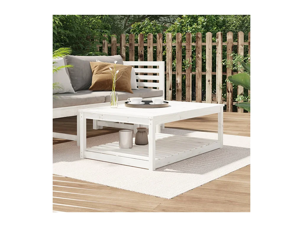 Table de jardin blanc 121x82,5x45 cm bois massif de pin GHR58497
