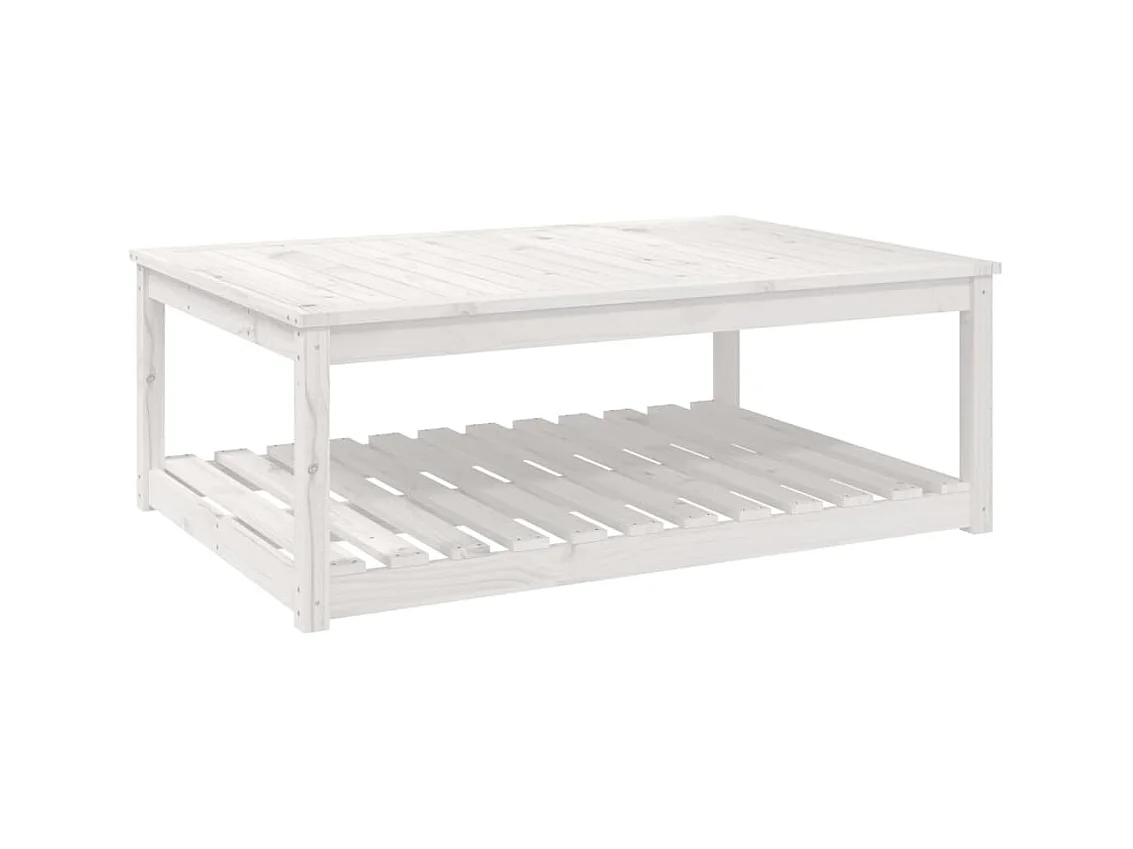 Table de jardin blanc 121x82,5x45 cm bois massif de pin GHR58497