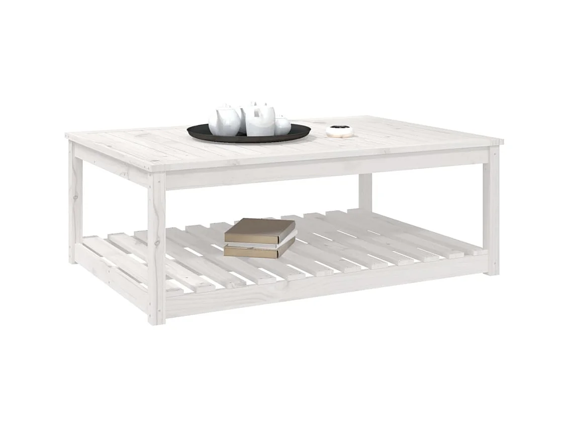 Table de jardin blanc 121x82,5x45 cm bois massif de pin GHR58497