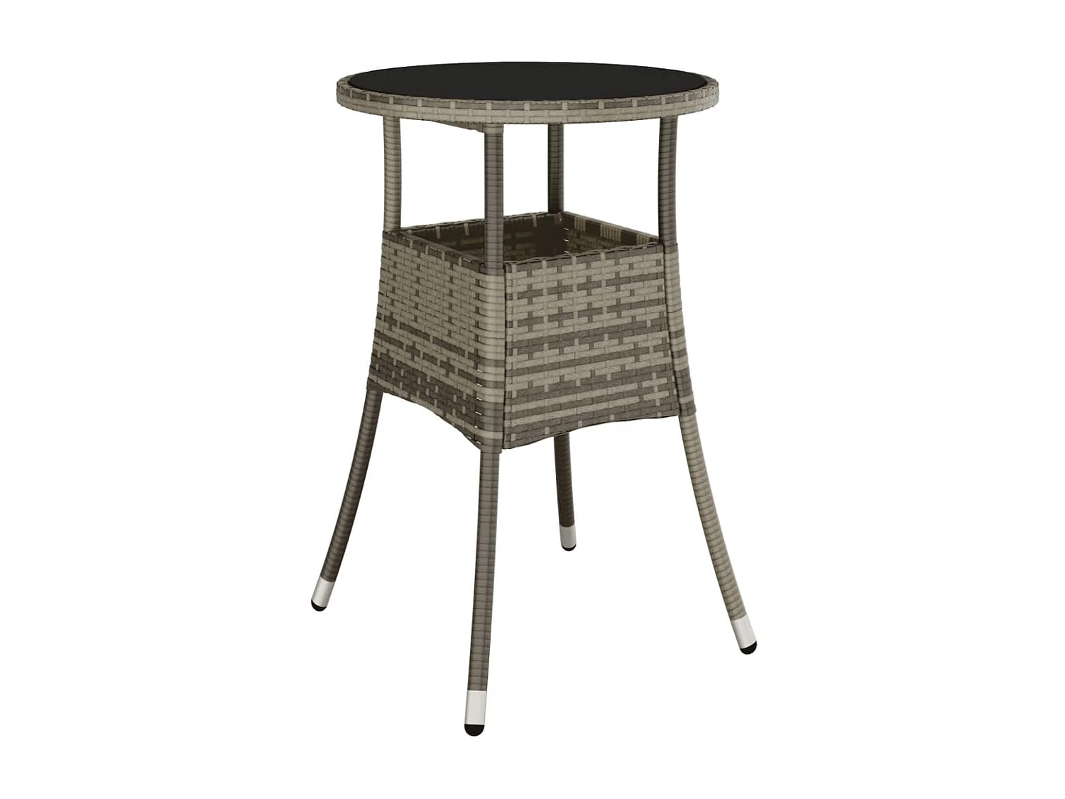 Mesa de comedor de jardín vidrio templado y ratán sintético gris Ø60x75 cm KOW14085