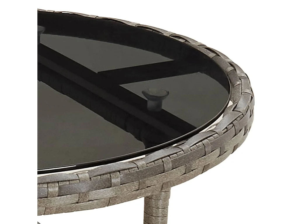 Mesa de comedor de jardín vidrio templado y ratán sintético gris Ø60x75 cm KOW14085