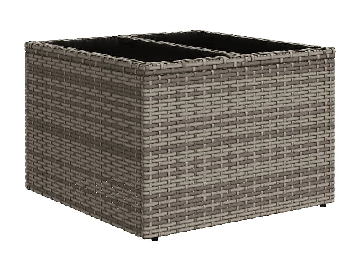 Table de jardin dessus en verre gris 55x55x37 cm résine tressée GHR20531