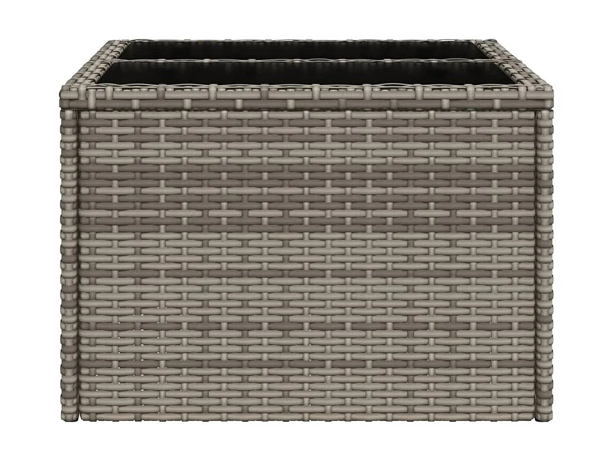 Table de jardin dessus en verre gris 55x55x37 cm résine tressée GHR20531