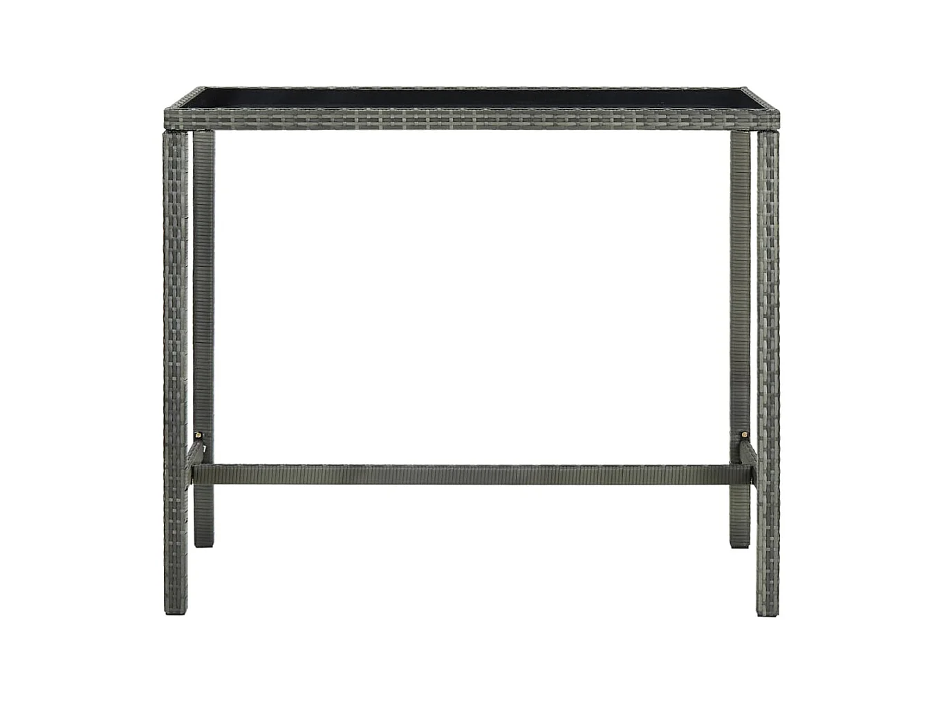 Table bar de jardin Gris 130x60x110 cm Résine tressée et verre GHR13600