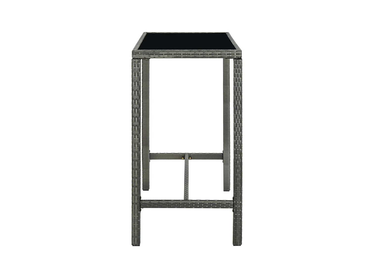 Table bar de jardin Gris 130x60x110 cm Résine tressée et verre GHR13600