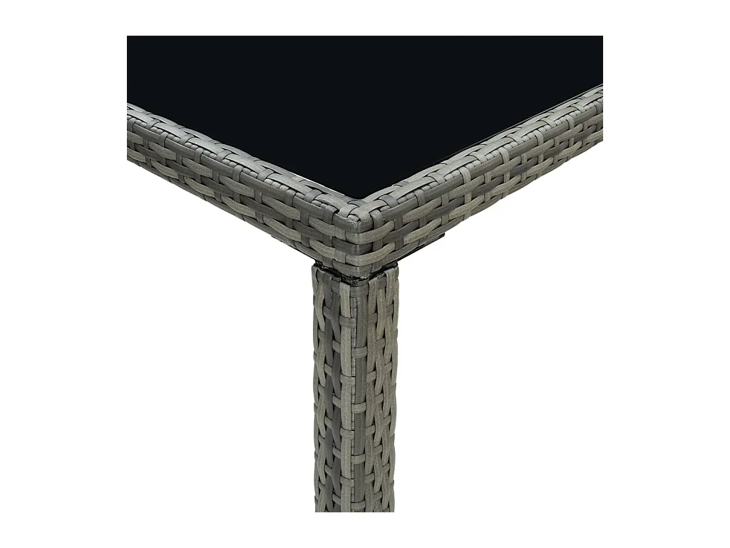 Table bar de jardin Gris 130x60x110 cm Résine tressée et verre GHR13600