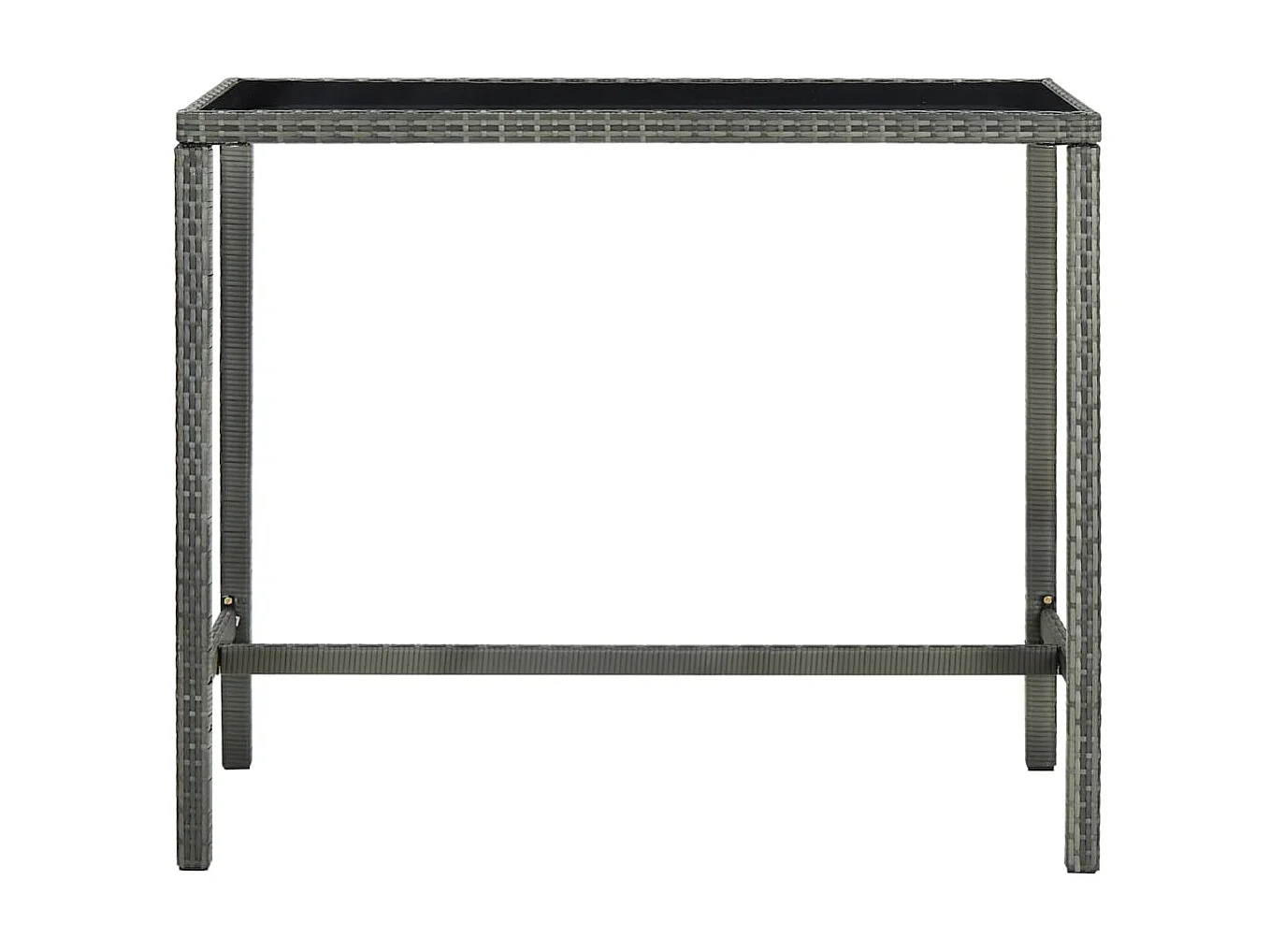 Table bar de jardin Gris 130x60x110 cm Résine tressée et verre GHR13600