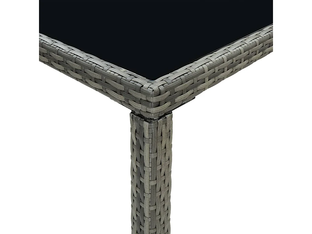 Table bar de jardin Gris 130x60x110 cm Résine tressée et verre GHR13600