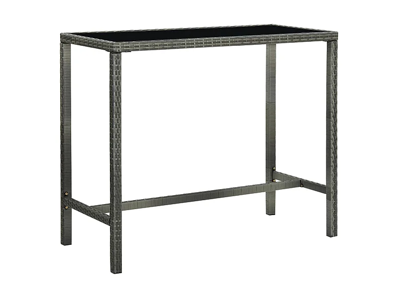Table bar de jardin Gris 130x60x110 cm Résine tressée et verre GHR13600