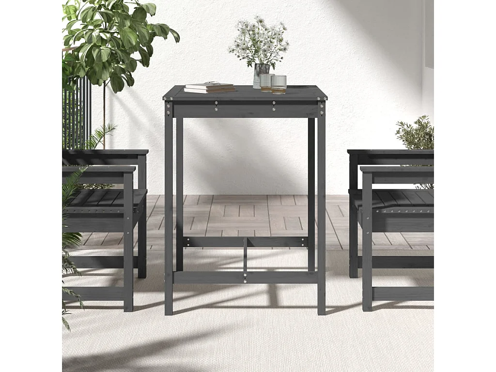 Table de jardin gris 82,5x82,5x110 cm bois massif de pin GHR64661