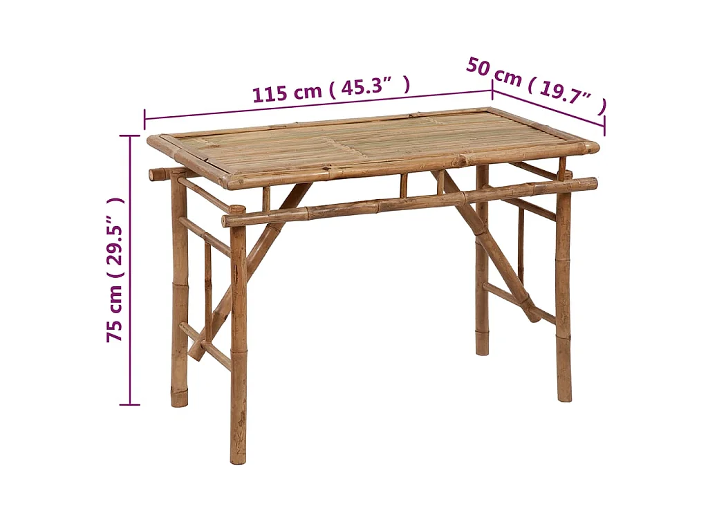 Table de jardin pliable 115x50x75 cm Bambou GHR12691