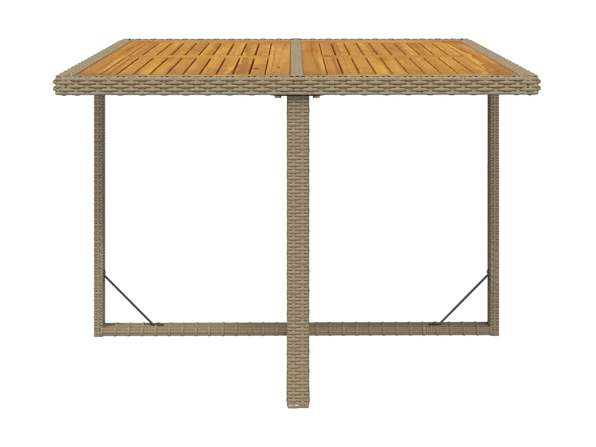 Tuintafel 109x107x74 cm poly rattan en massief acaciahout beige NL220820