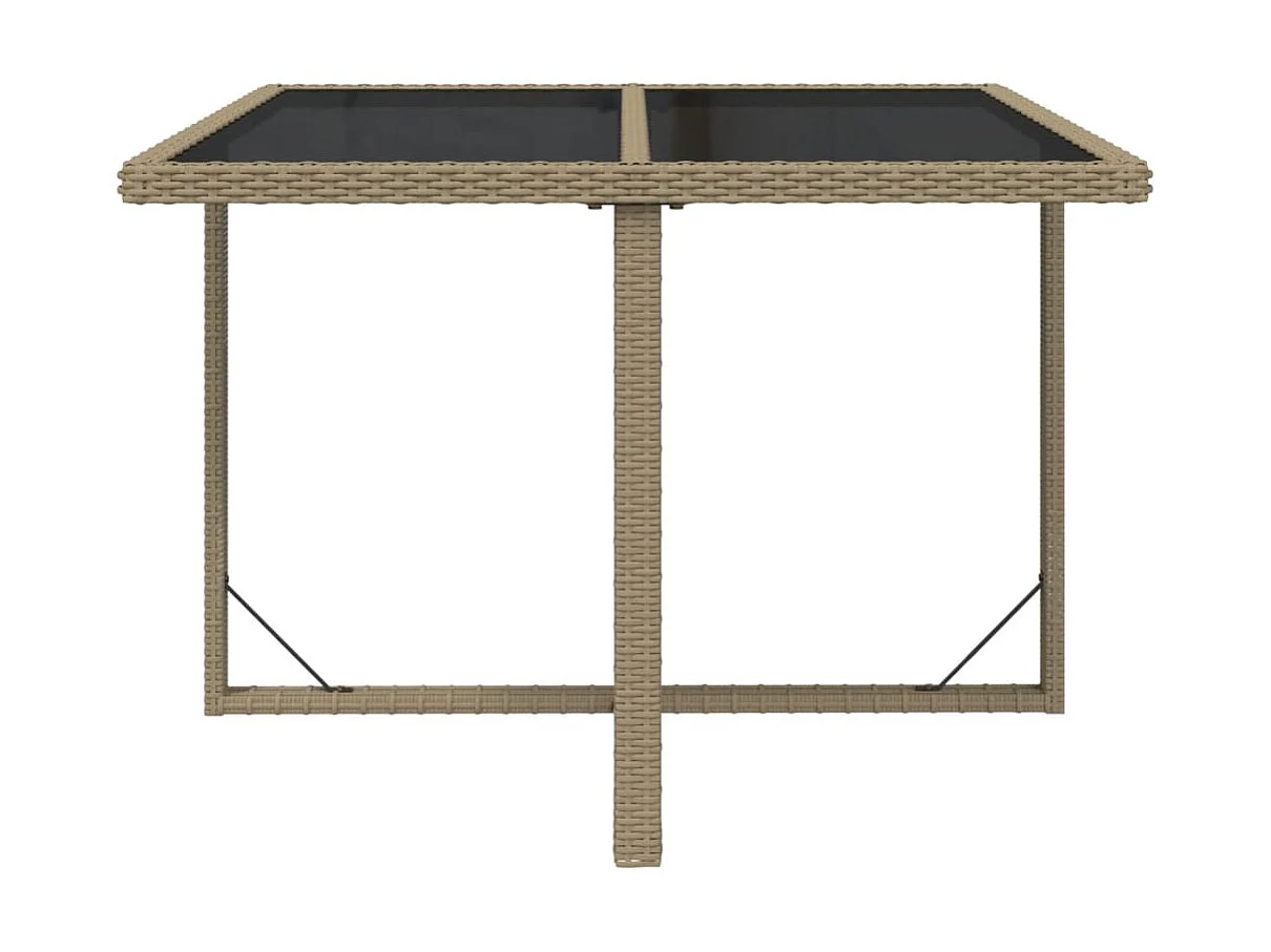 Mesa de jardim 109x107x74 cm vime PE e vidro bege PT539598