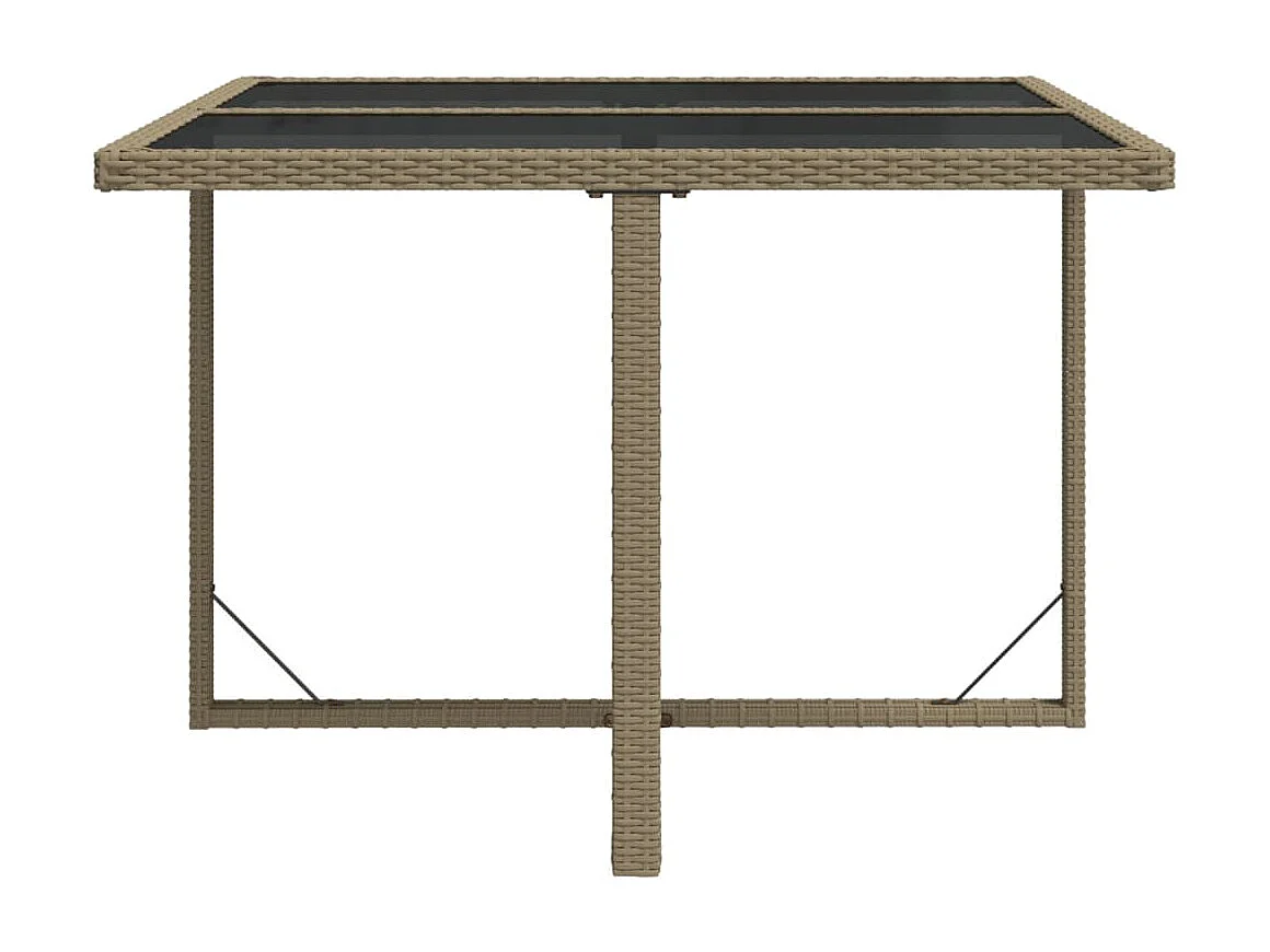 Mesa de jardim 109x107x74 cm vime PE e vidro bege PT539598
