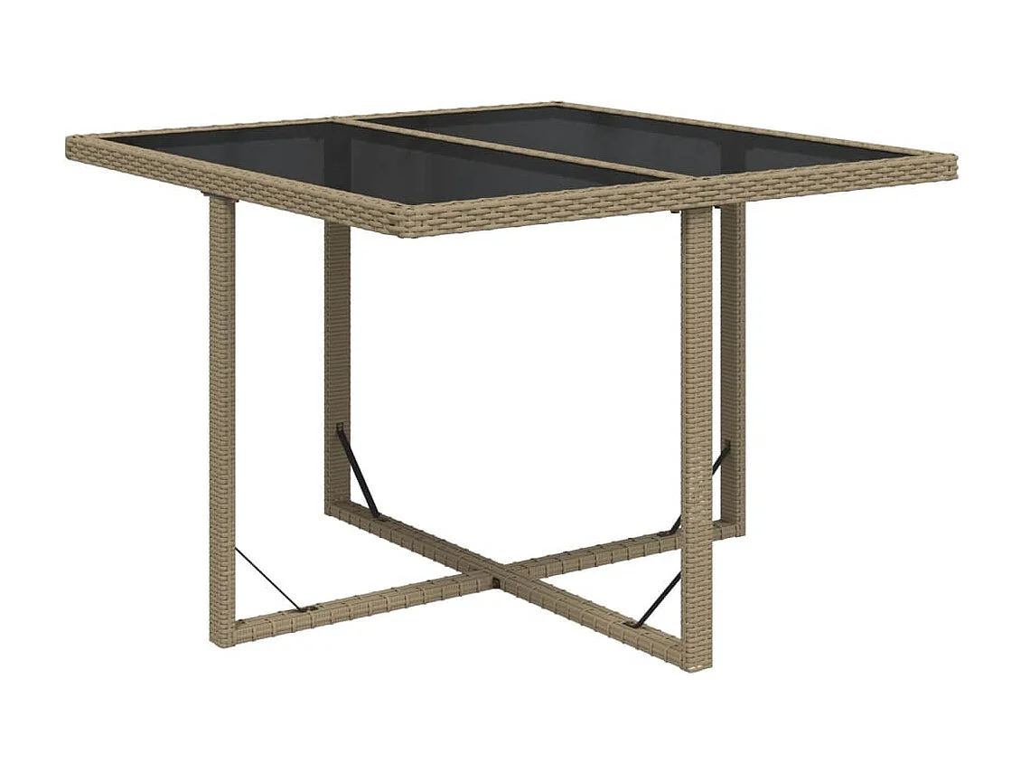 Table de jardin Beige 109x107x74 cm Résine tressée et verre GHR11065