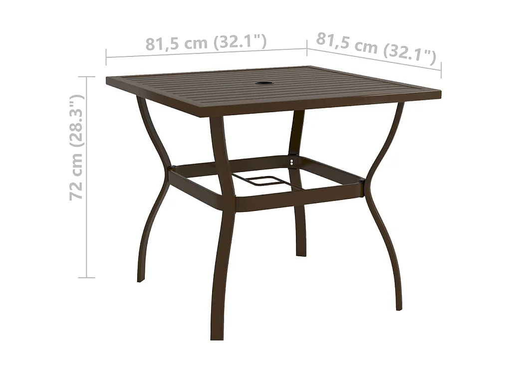 Mesa de comedor de jardín de acero marrón 81,5x81,5x72 cm KOW11612