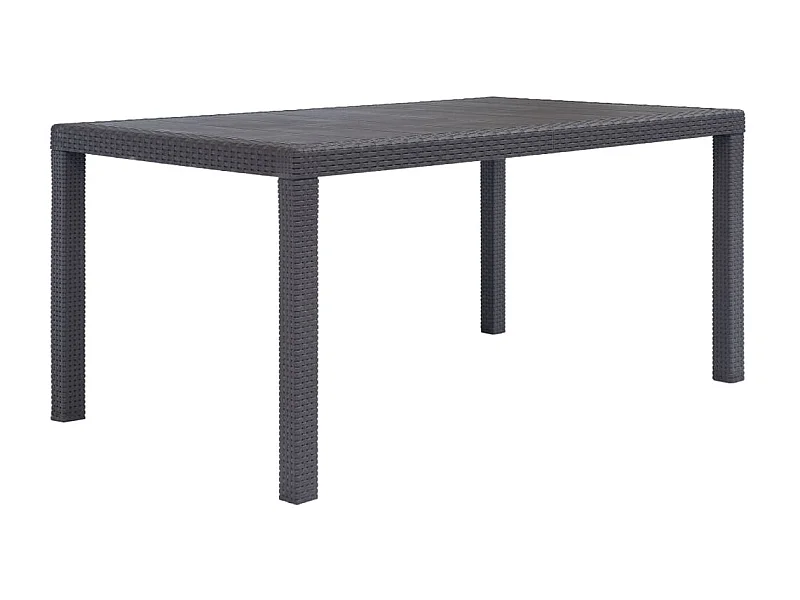 Mesa de comedor de jardín de plástico aspecto ratán marrón 150x90x72 cm KOW26677