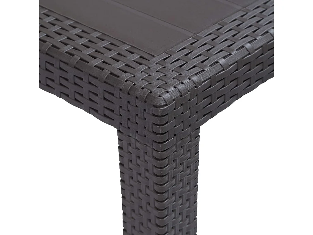 Mesa de comedor de jardín de plástico aspecto ratán marrón 150x90x72 cm KOW26677