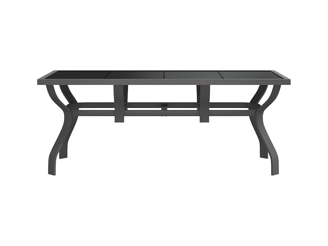 Mesa de comedor de jardín acero y vidrio gris y negro 180x80x70 cm KOW88928