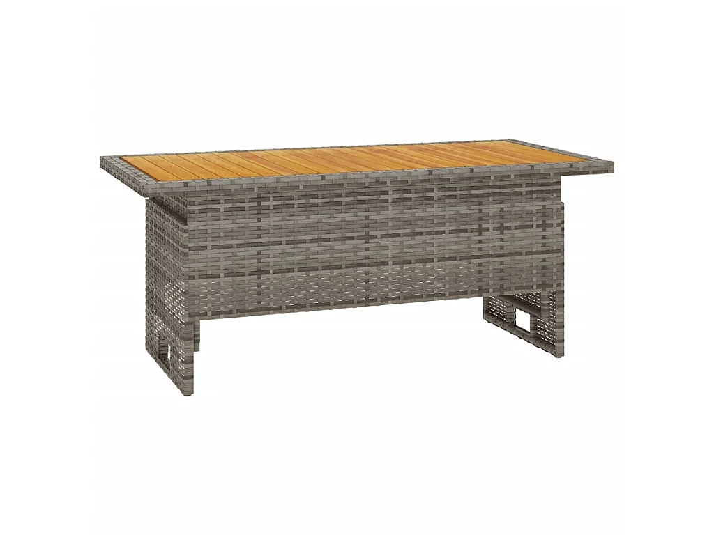 Table de jardin gris 100x50x43/63 cm acacia et résine tressée GHR21673