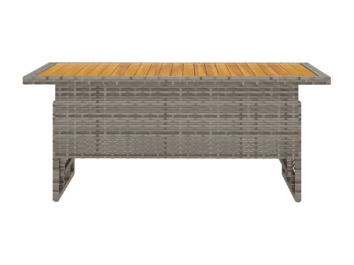 Table de jardin gris 100x50x43/63 cm acacia et résine tressée GHR21673