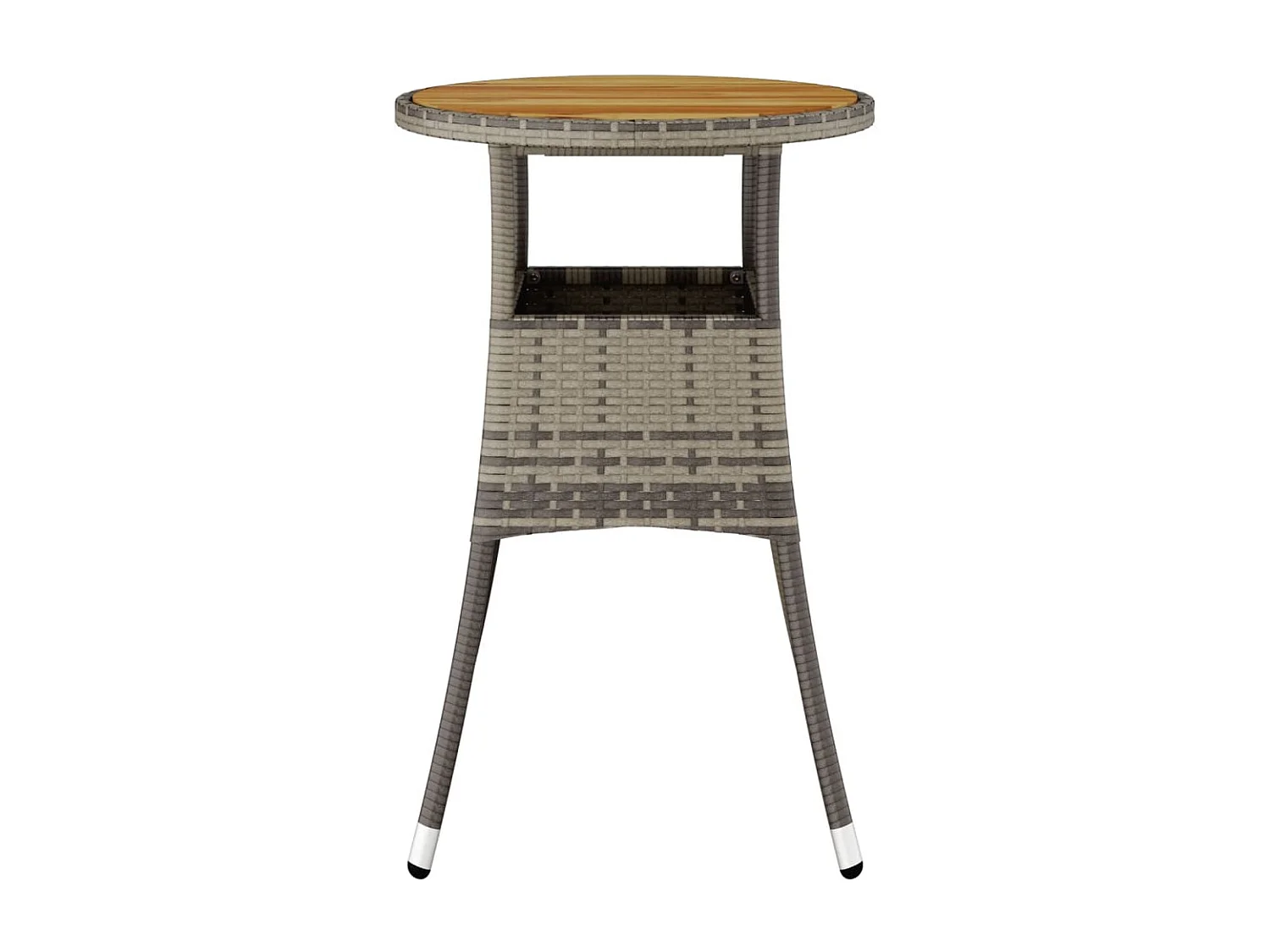 Mesa de comedor de jardín madera acacia y ratán sintético gris Ø60x75 cm KOW78405