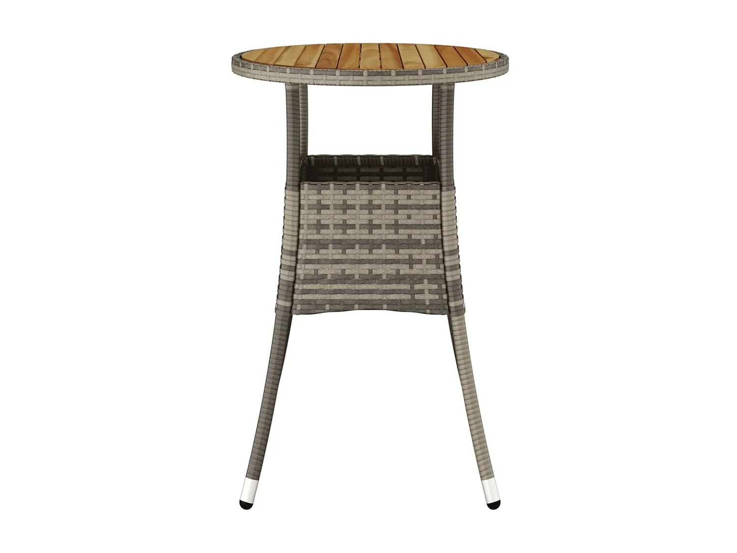 Mesa de comedor de jardín madera acacia y ratán sintético gris Ø60x75 cm KOW78405