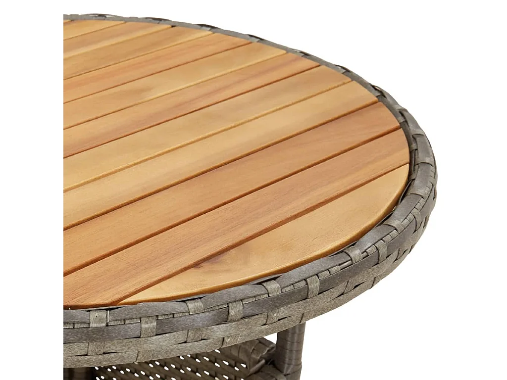 Mesa de comedor de jardín madera acacia y ratán sintético gris Ø60x75 cm KOW78405