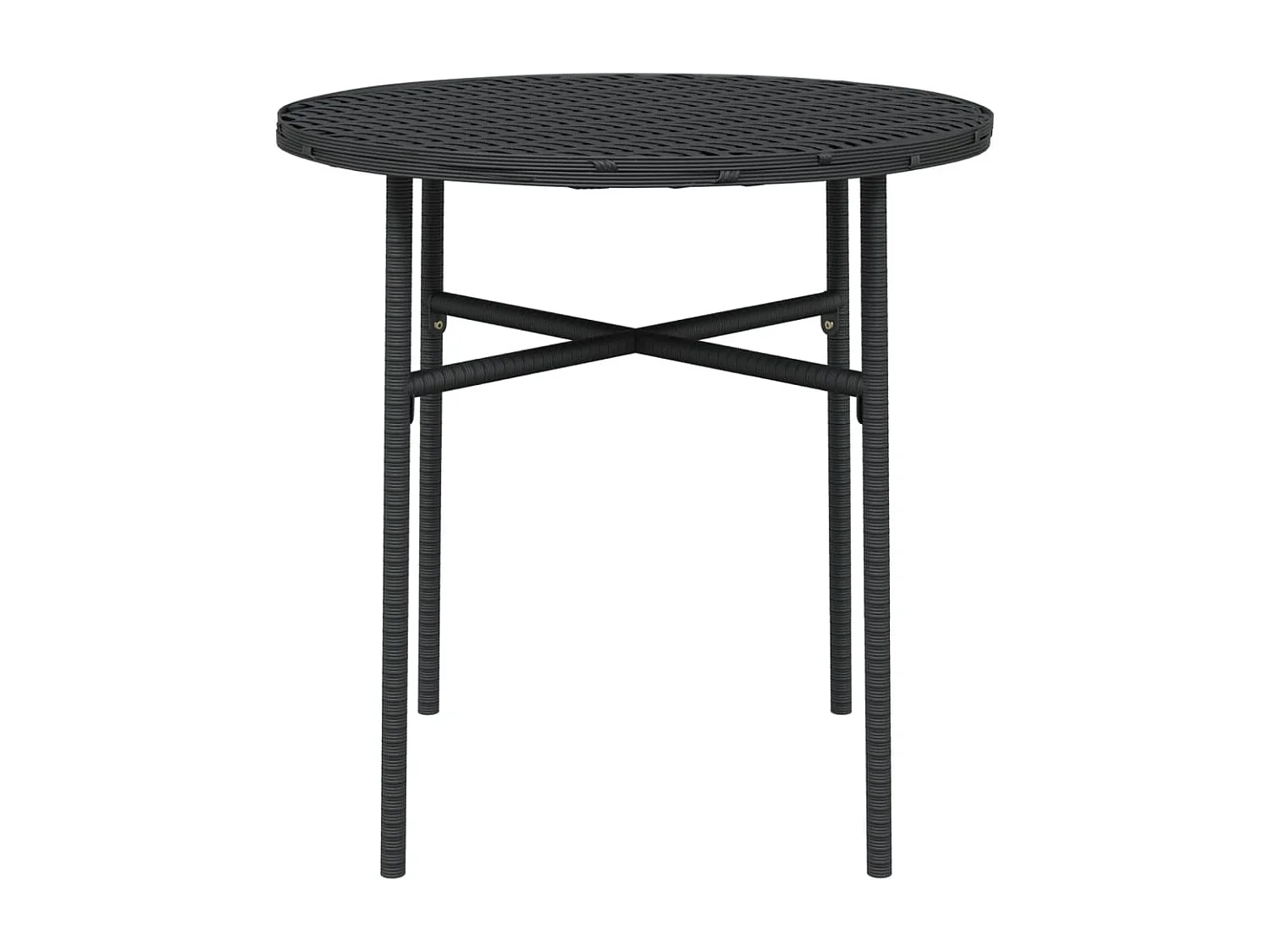 Table à thé Noir 45 cm Résine tressée GHR42970