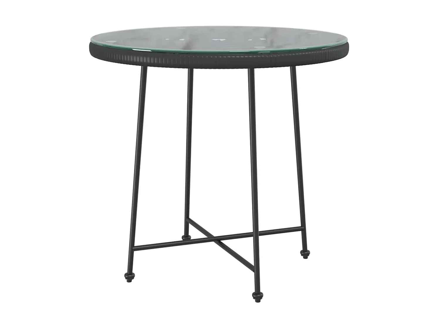 Eettafel Ø80 cm gehard glas en staal zwart NL749780