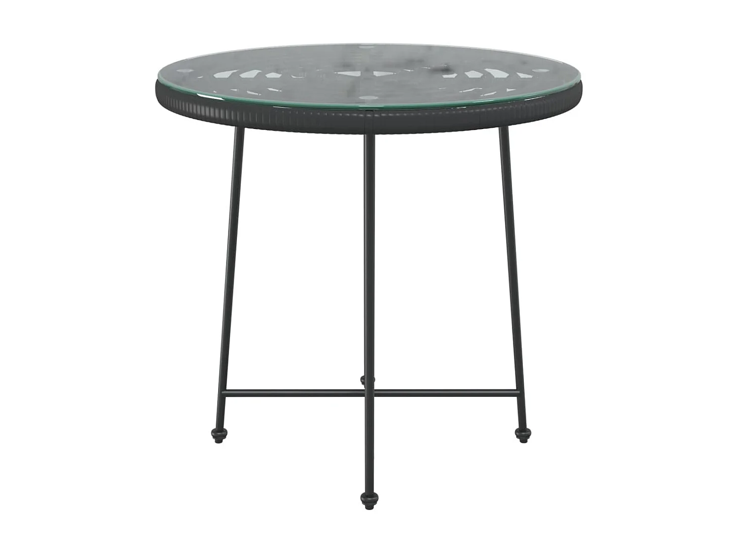 Eettafel Ø80 cm gehard glas en staal zwart NL749780