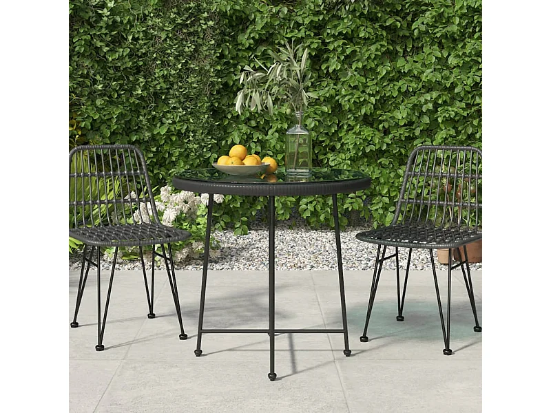 Mesa de jantar Ø80 cm   vidro temperado e aço preto PT898381