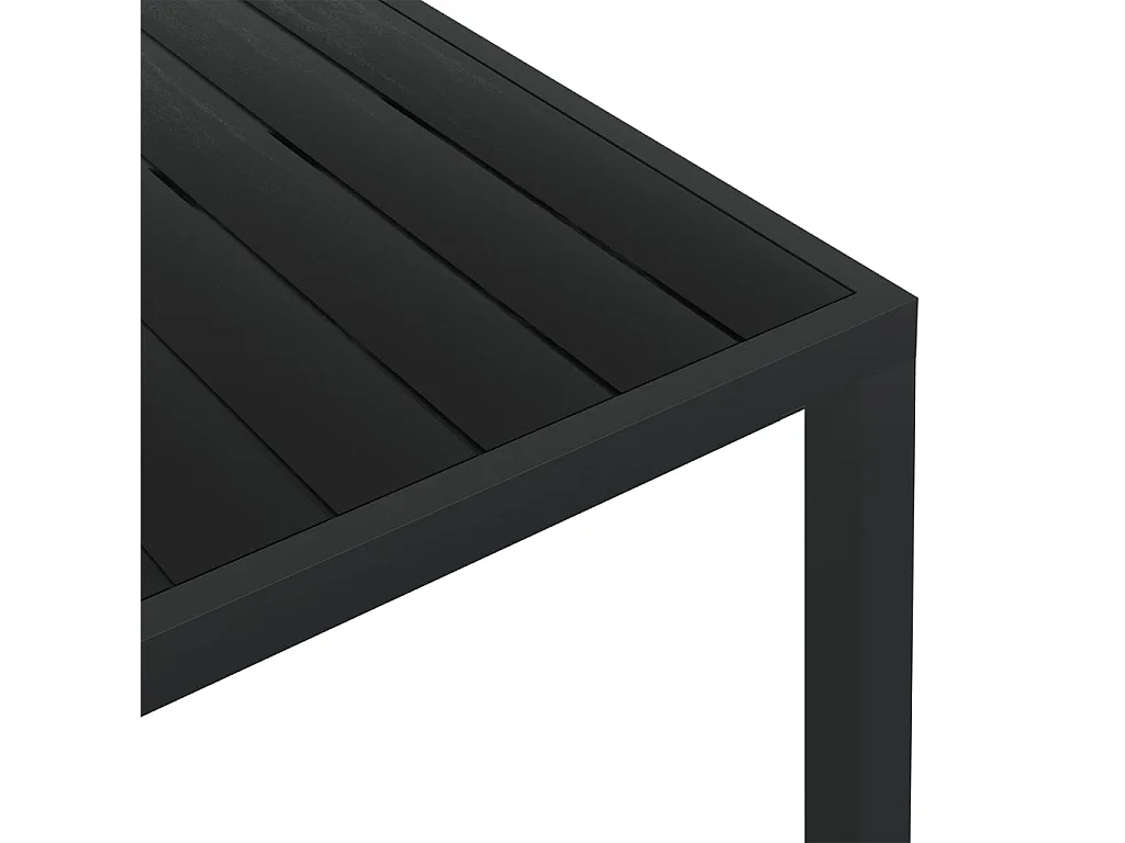 Mesa de comedor de jardín de aluminio y WPC negra 150x90x74 cm KOW70677