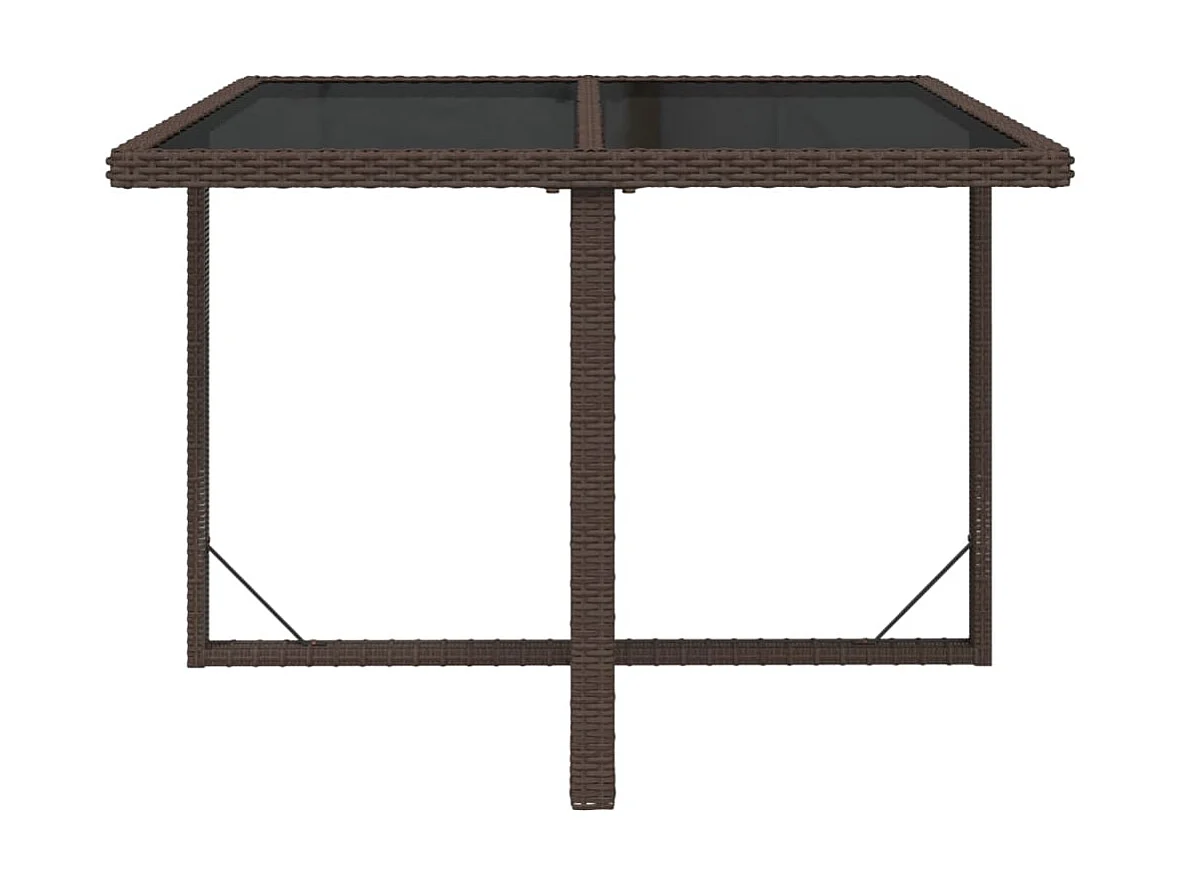 Mesa de jardim 109x107x74 cm vime PE e vidro castanho PT470942