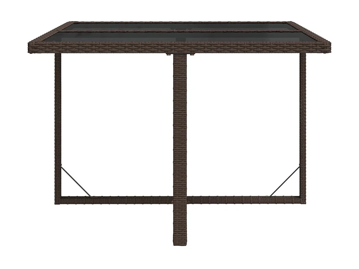 Mesa de jardim 109x107x74 cm vime PE e vidro castanho PT470942
