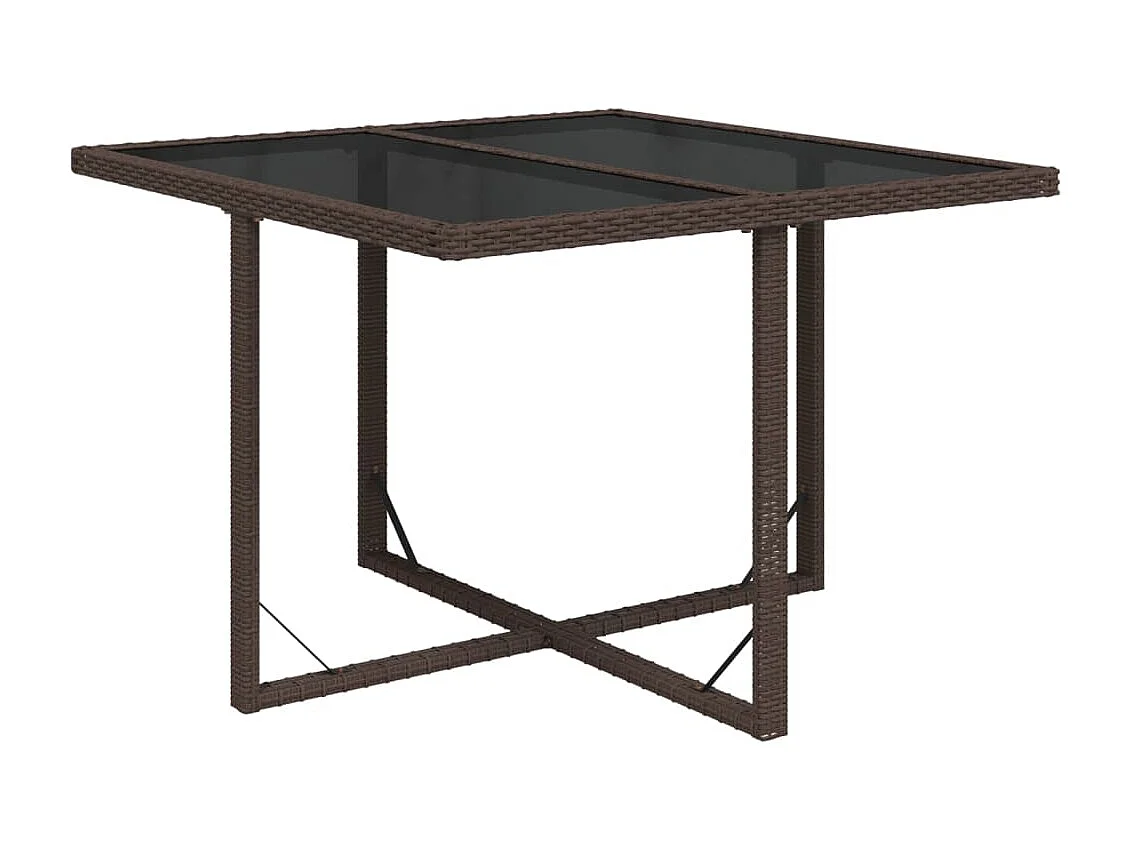 Table de jardin Marron 109x107x74 cm Résine tressée et verre GHR75140