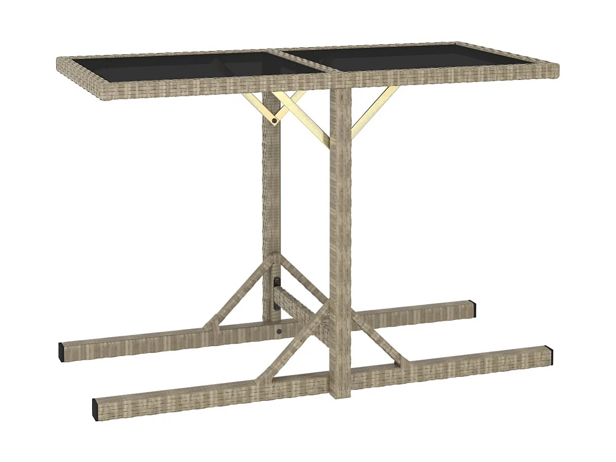 Table de jardin Beige 110x53x72 cm Verre et résine tressée GHR38216