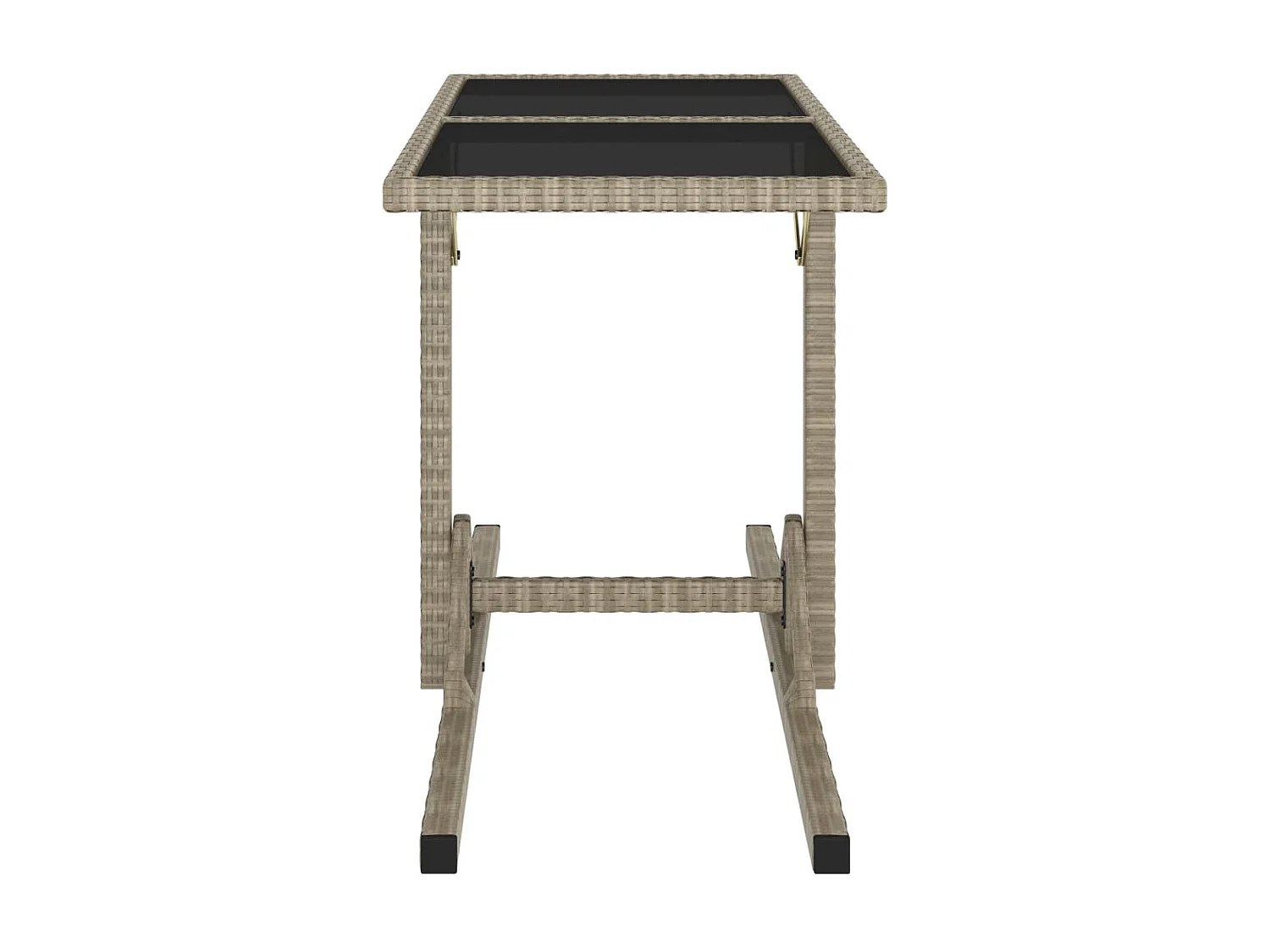 Table de jardin Beige 110x53x72 cm Verre et résine tressée GHR38216