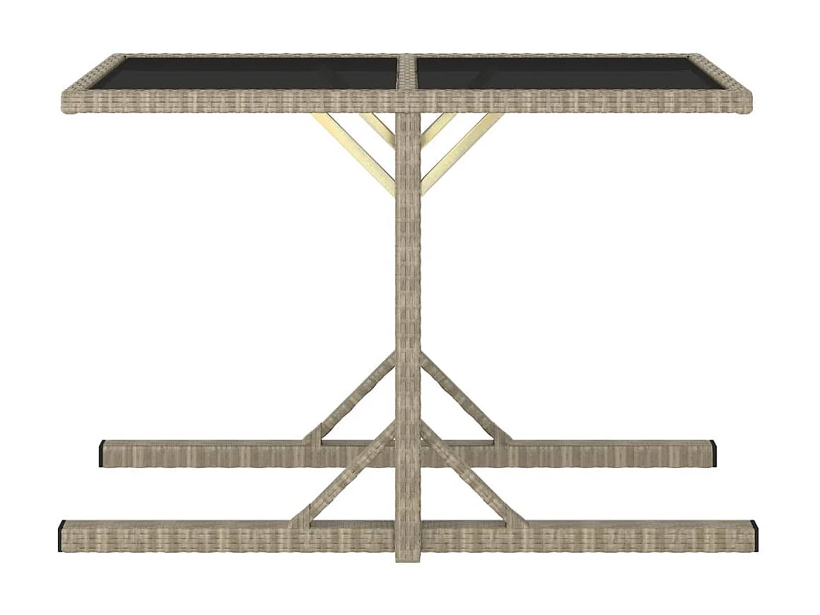 Table de jardin Beige 110x53x72 cm Verre et résine tressée GHR38216
