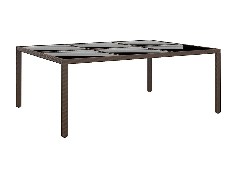 Table de jardin avec dessus en verre Marron 200x150x75 cm Rotin GHR21767