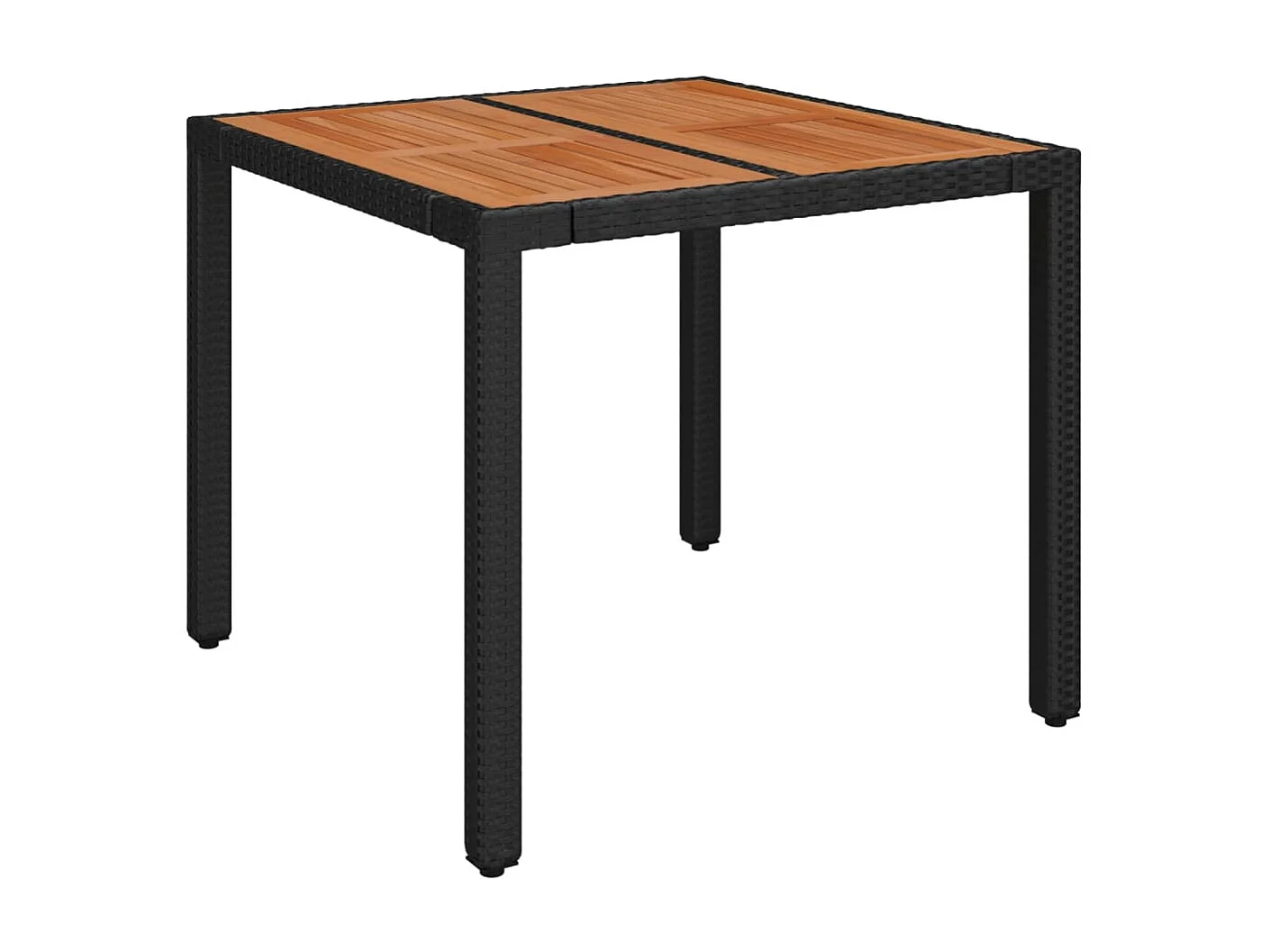 Table de jardin dessus en bois Noir 90x90x75 cm Résine tressée GHR86140