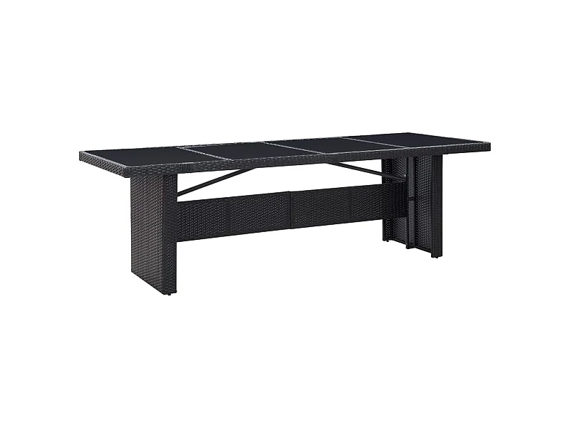 Table de jardin Noir 240x90x74 cm Résine tressée et verre GHR47515