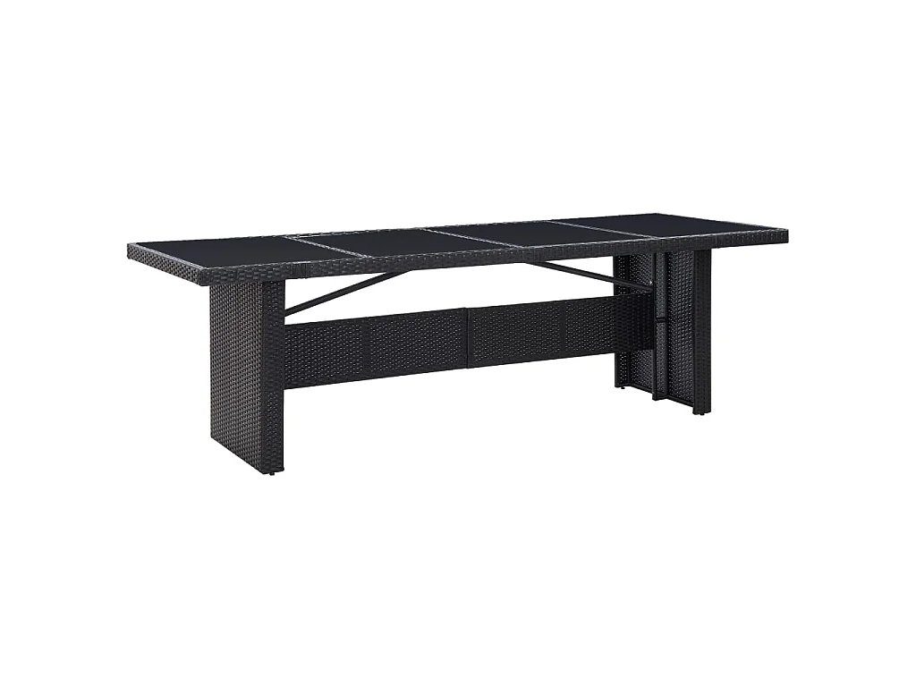 Table de jardin Noir 240x90x74 cm Résine tressée et verre GHR47515