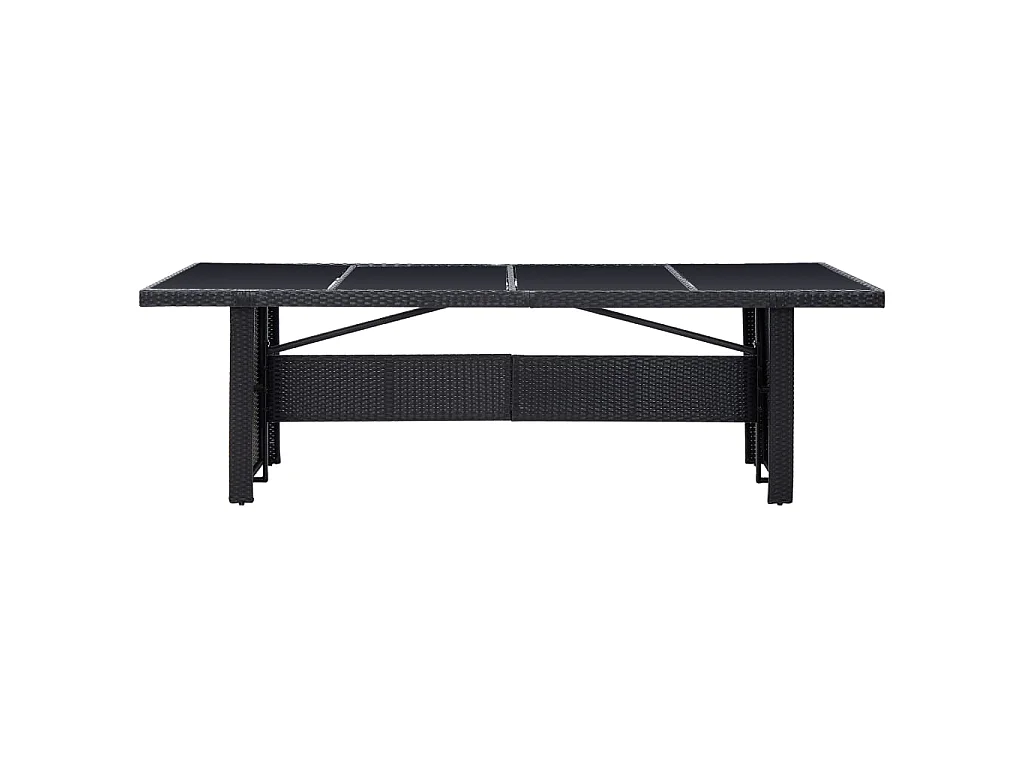 Table de jardin Noir 240x90x74 cm Résine tressée et verre GHR47515