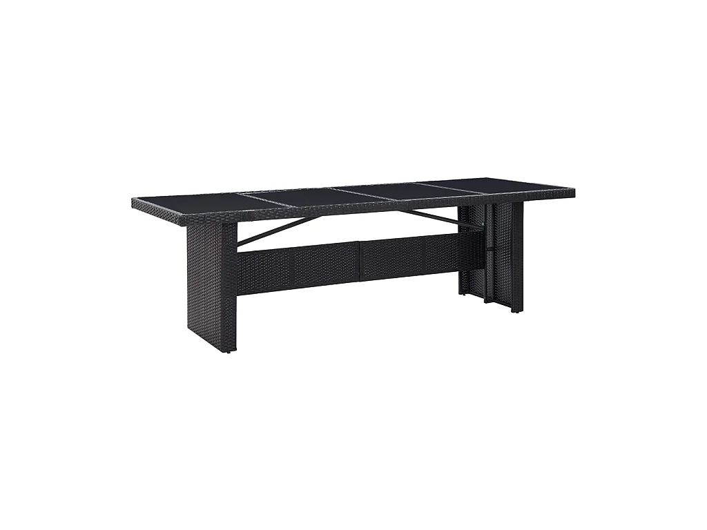 Table de jardin Noir 240x90x74 cm Résine tressée et verre GHR47515