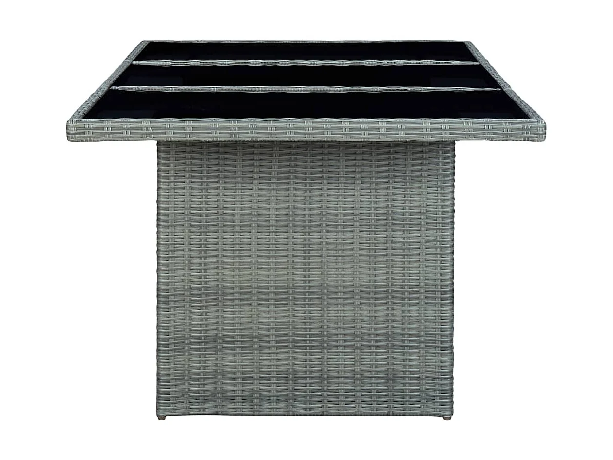 Table de jardin Gris clair Résine tressée et verre trempé GHR26982
