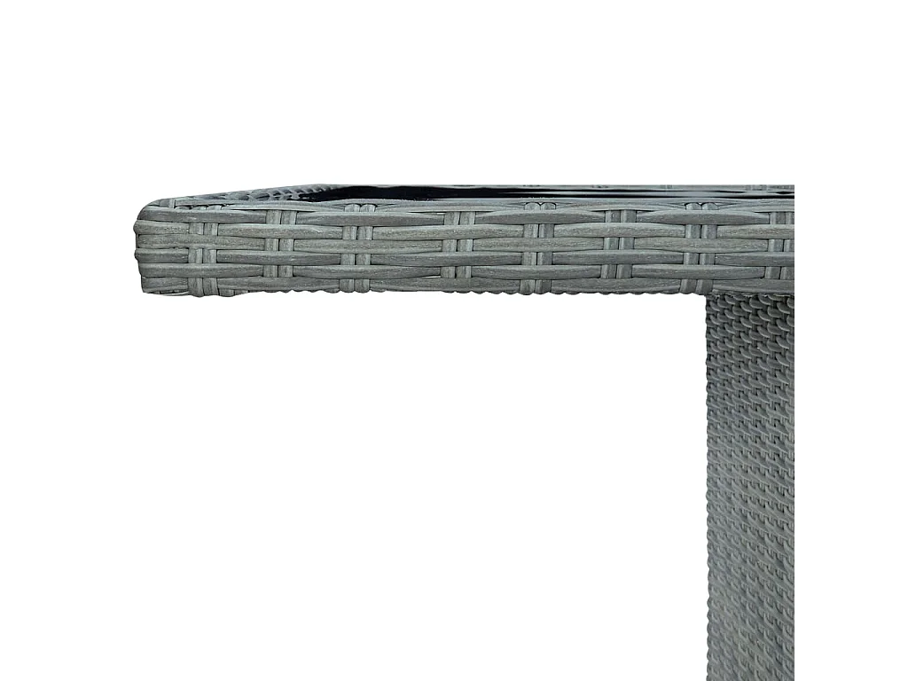 Mesa de comedor de jardín de ratán sintético y vidrio templado gris claro KOW47737