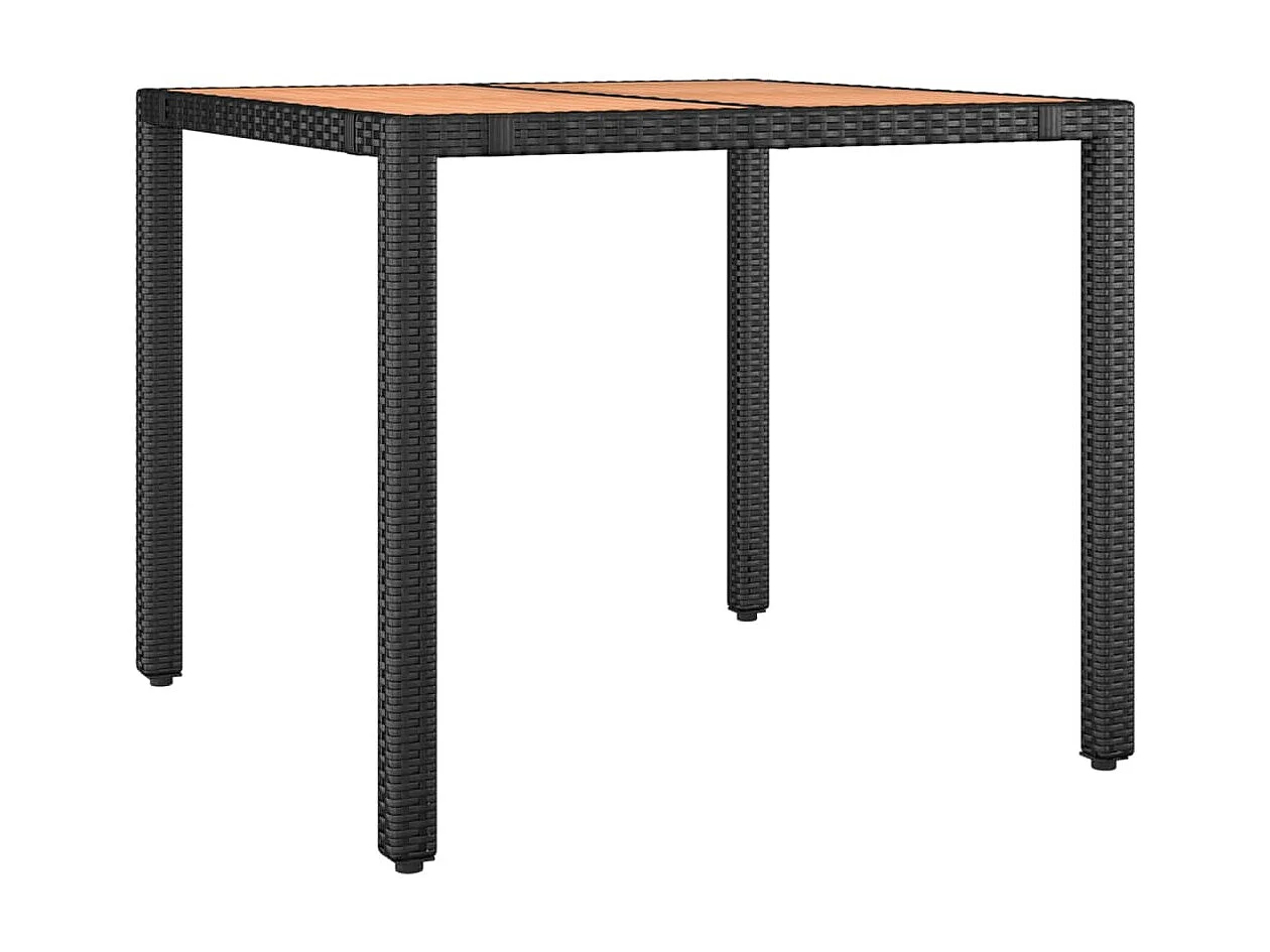 Table de jardin plateau en bois Noir Résine tressée bois massif GHR45789