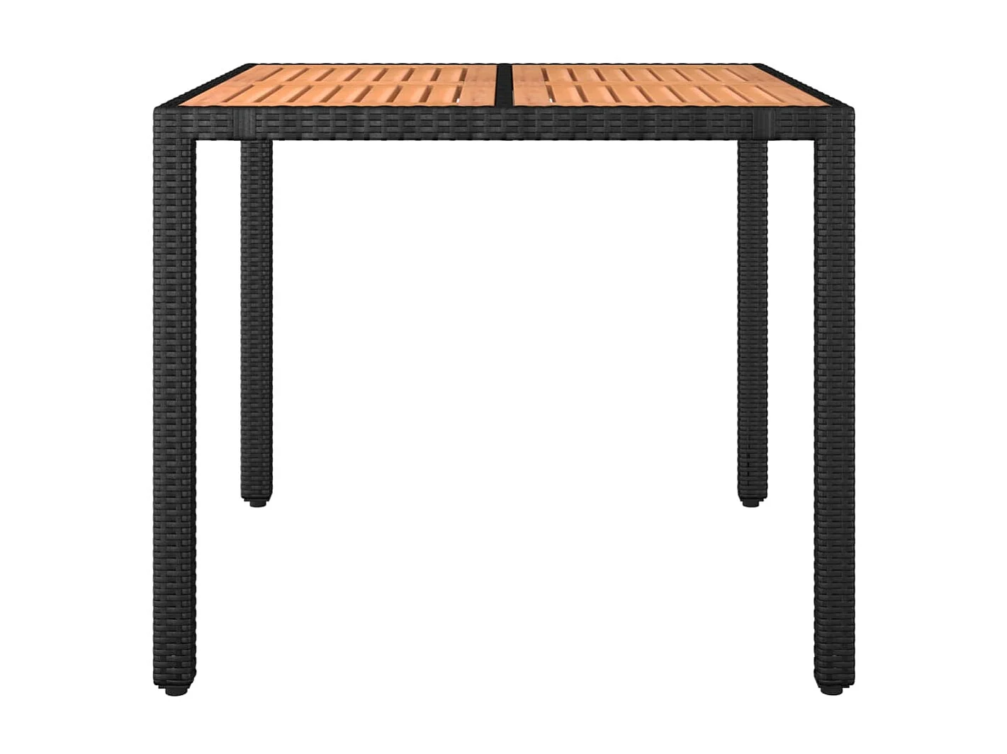 Table de jardin plateau en bois Noir Résine tressée bois massif GHR45789